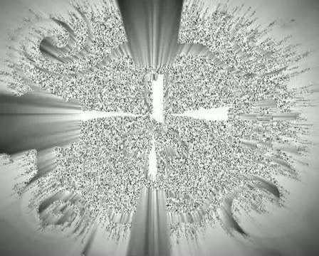 Seamless VJ Loop with Religeous Icons, Mirrored Particles soft, Black and White Stock Footage 12192910