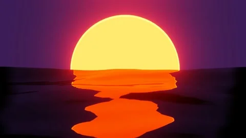 Seamless VJ Loop Retrowave or Synthwave Sunset Stock Footage 197382933