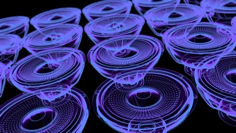 Seamless vj musical motion loop - neon speakers. 3D render Video stock 81007011