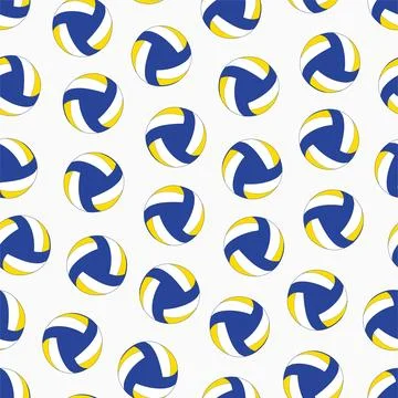 Seamless volleyball pattern. Game repeatable background with play balls. Trendy Иллюстрация