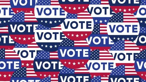 Seamless Vote Badge Pattern American Flag Circle Repeat Horizontal Stock Illustration