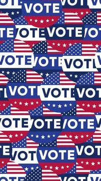 Seamless Vote Badge Pattern American Flag Circle Repeat Vertical Stock Illustration