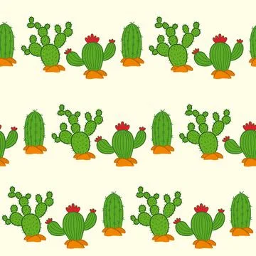 Seamless wallpaper with cacti. Stock Illustration