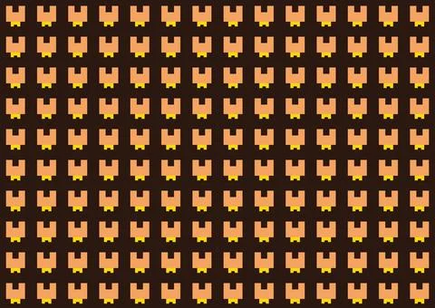Seamless wallpaper design composed of stylized, pixelated fox heads Stock Illustration