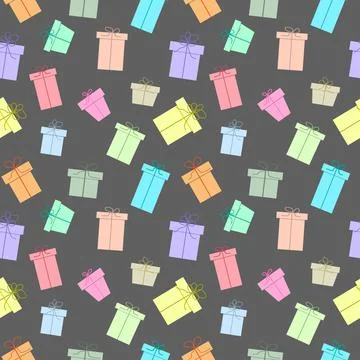 Seamless wallpaper from gift boxes on a white background. Stock Illustration