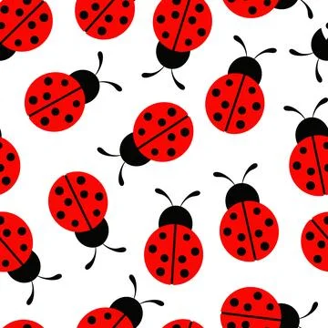 Seamless wallpaper ladybug. Vector continuous Stock Illustration