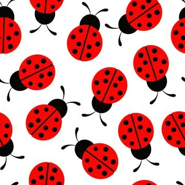 Seamless wallpaper ladybug. Vector continuous Stock Illustration