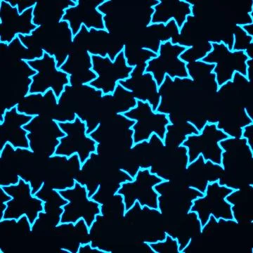 Seamless wallpaper with neon maple leafs, autumn glowing symbol. Vector illus Stockillustratie