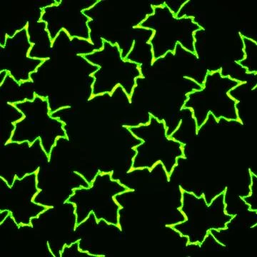 Seamless wallpaper with neon maple leafs, autumn glowing symbol. Vector ill.. Stockillustratie