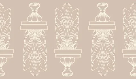 Seamless wallpaper pattern hand drawing baroque ornament Stockillustratie