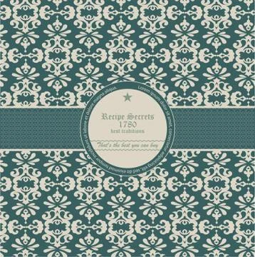 Seamless wallpaper pattern with label - Vector Stock Illustration