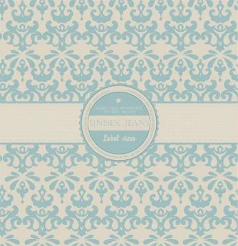 Seamless wallpaper pattern with label - Vector Stock Illustration
