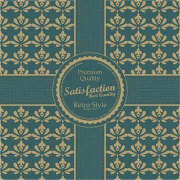 Seamless wallpaper pattern with label - Vector Stock Illustration