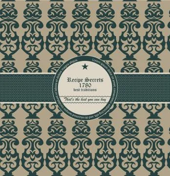 Seamless wallpaper pattern with label - Vector Stock Illustration