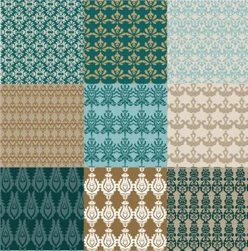 Seamless wallpaper pattern with label - Vector Stock Illustration