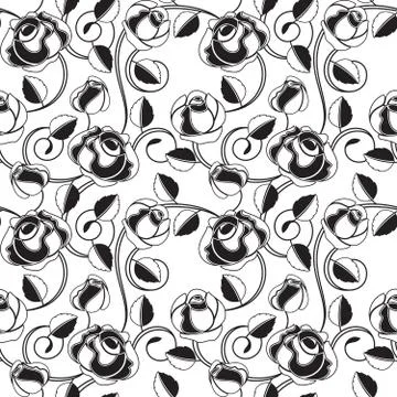 Seamless wallpaper pattern roses Illustrazione stock