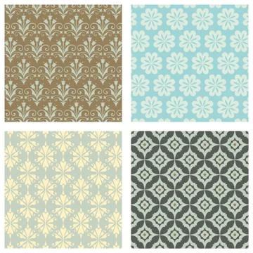 Seamless Wallpaper Pattern Set Stock Illustration