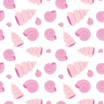 Seamless wallpaper pattern with shells. Stock Illustration