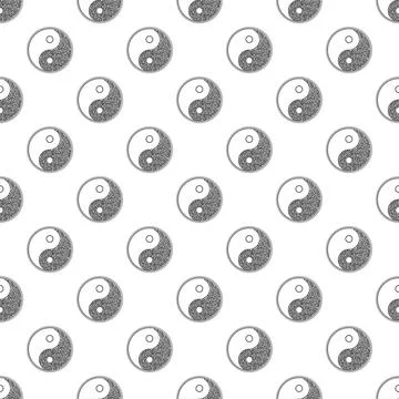 Seamless wallpaper pattern with symbol Yin yang of dots. Vector illustration Illustrazione stock