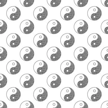 Seamless wallpaper pattern with symbol Yin yang of dots. Vector illustration Stock Illustration
