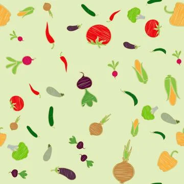 Seamless wallpaper pattern with varous vegetables vector illustration Stock Illustration