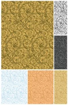 Seamless wallpaper pattern, vector set Stock Illustration