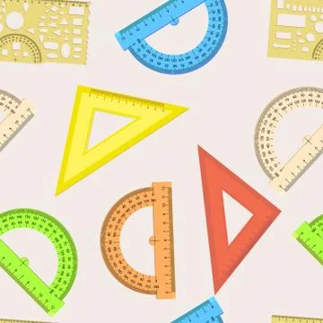 Seamless wallpaper the ruler and protractor line of the triangle Stock Illustration