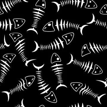 Seamless wallpaper skeleton fish Illustrazione stock