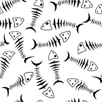 Seamless wallpaper skeleton fish Illustrazione stock