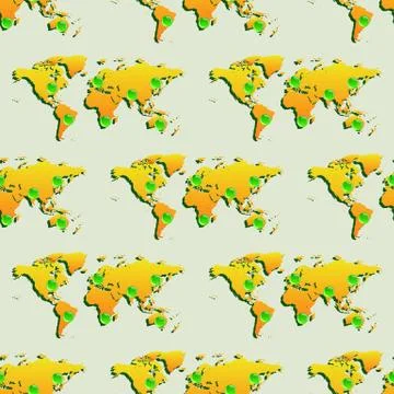 Seamless wallpaper with world map. Stock Illustration