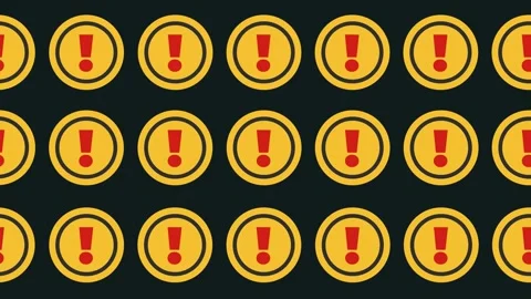 Seamless warning pattern with red exclamation mark icons on a tile background an Stock Footage 327580270