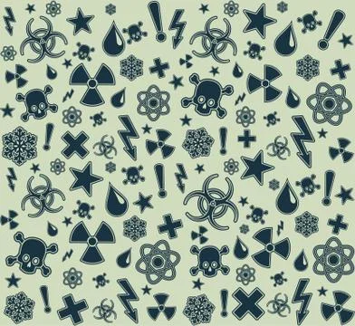 Seamless warning symbols pattern. 库存插图
