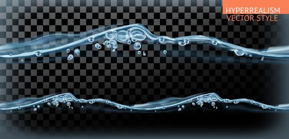 Seamless water splash with transparency, hyperrealism vector style Stock Illustration