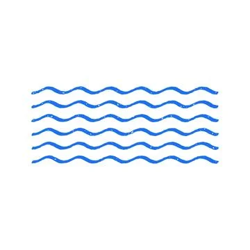 Seamless Water Waves Pattern Hand Drawn Doodle Vector Illustration For Mari.. Stock Illustration