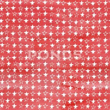 Seamless watercolor Christmas pattern background with white stars on red wate Stock Illustration