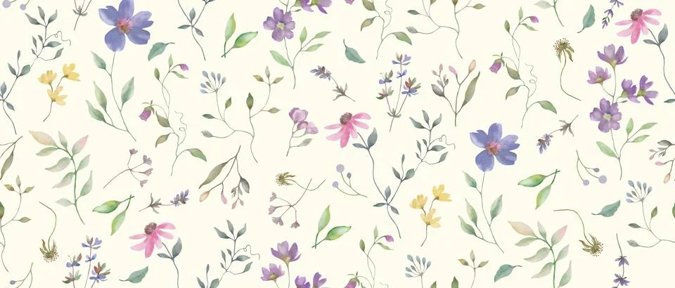 Seamless watercolor  floral  vector pattern Stock Illustration