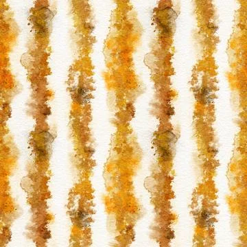 Seamless watercolor hand painted pattern sienna beige yellow brown ochre stripes Stock Illustration