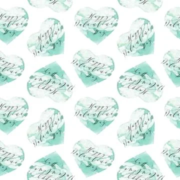 Seamless watercolor hearts pattern. Creative abstract texture for wedding Illustrazione stock
