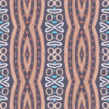 Seamless watercolor mosaic pattern. Hand drawn geometric ethnic background. Stock Illustration