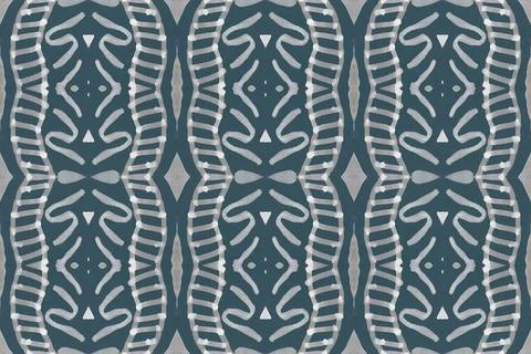 Seamless watercolor mosaic pattern. Hand drawn geometric ethnic background. Stock Illustration