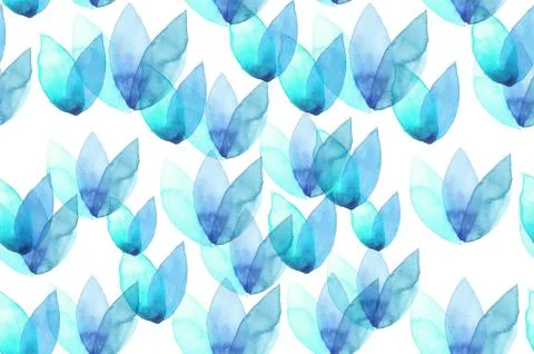 Seamless watercolor pattern background lily bell flowers leaves Stock Photos