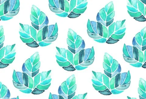 Seamless watercolor pattern background maple leaves Stock Illustration