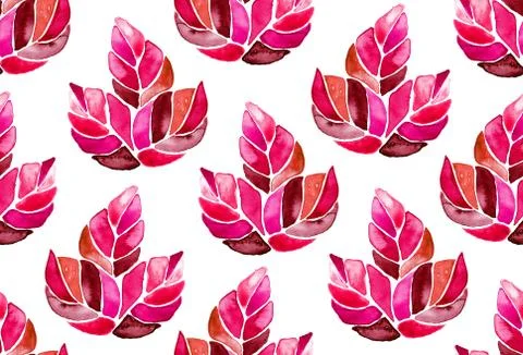 Seamless watercolor pattern background maple leaves Stock Illustration