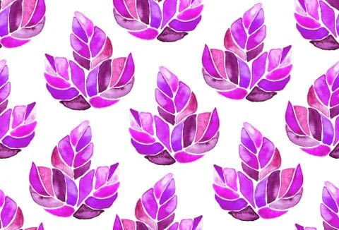 Seamless watercolor pattern background maple leaves Illustrazione stock
