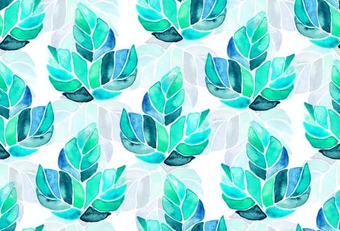 Seamless watercolor pattern background maple leaves Stock Photos