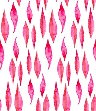 Seamless watercolor pattern background with willow leaves Foto stock