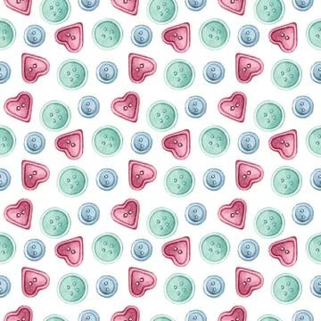 Seamless watercolor pattern. the buttons Stock Illustration