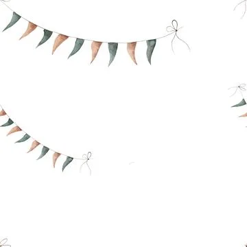 Seamless watercolor pattern with color flags and garlands. beautiful retro Stock Illustration