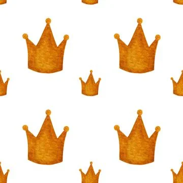 Seamless watercolor pattern with crown Stock Illustration