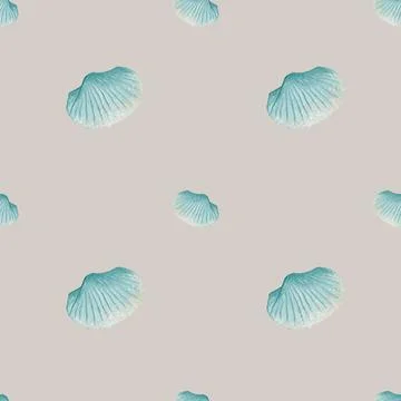 Seamless watercolor pattern design of shells for textile and packaging Stock Photos